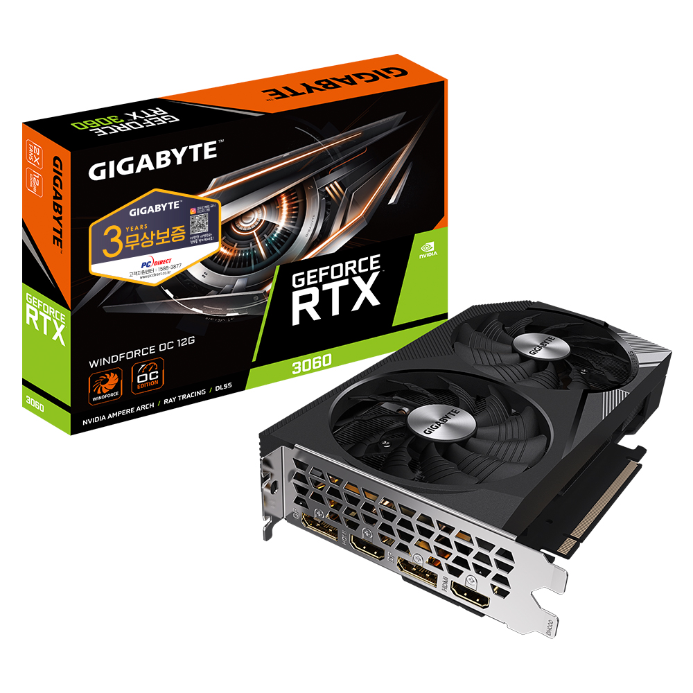 GIGABYTE 지포스 RTX 3060 WINDFORCE OC D6 12GB 피씨디렉트